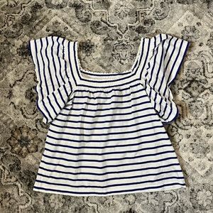 J. Crew Blue and White Stripe Top Size Small